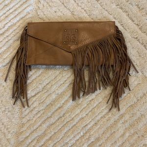 STS Envelope Clutch Tan Leather outside and fringe